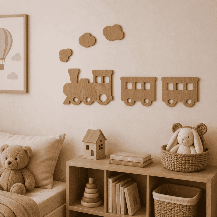 Train Décoratif Mural en Bois pour Chambre Enfant | Sueno