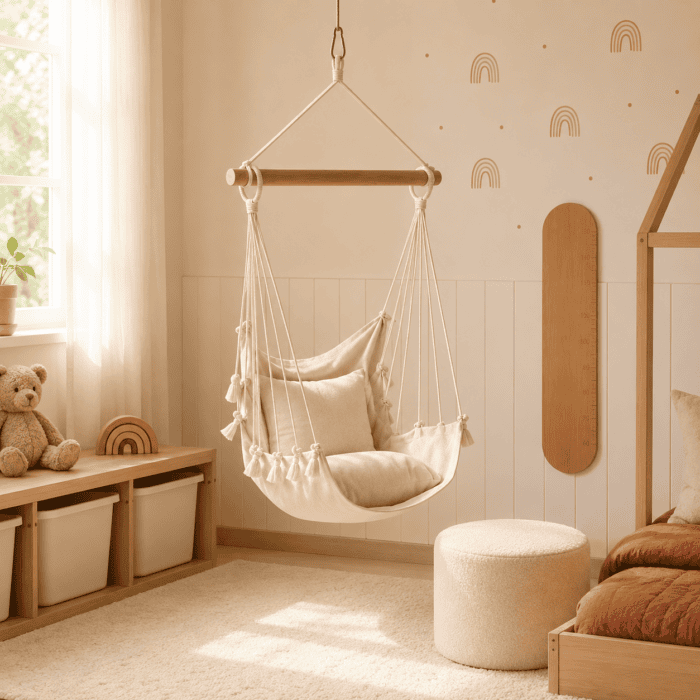 Balançoire Suspendue en Coton Naturel pour Chambre Enfant | Sueno
