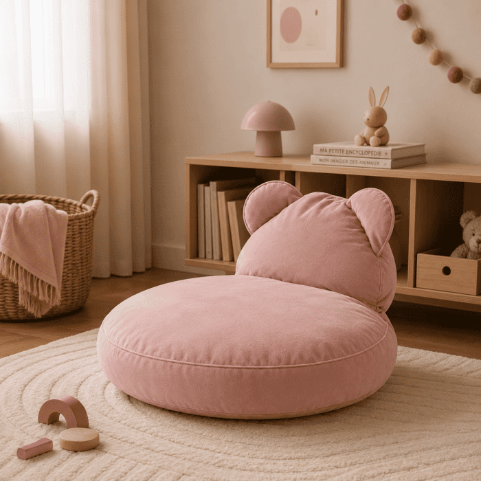 Pouf Ours Rose pour Chambre Enfant | Sueno
